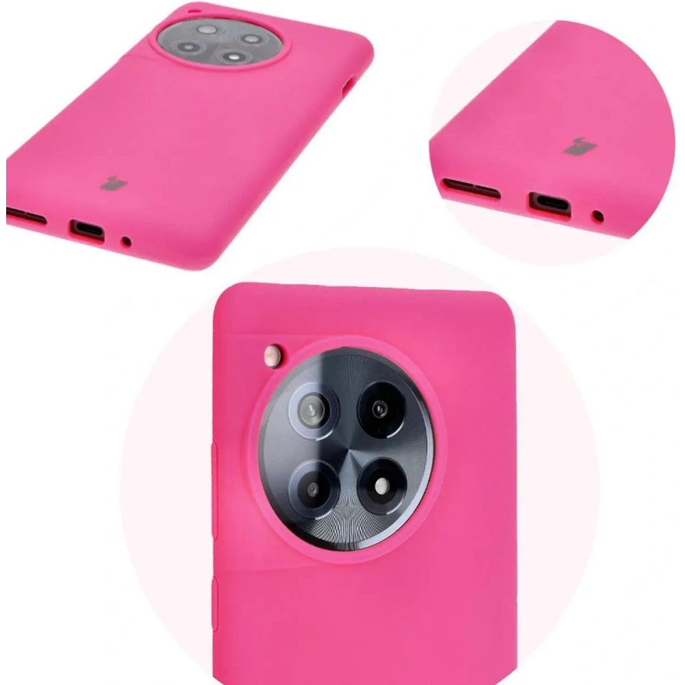 Silikonowe etui Bizon Soft Case do OnePlus 12R neonowo-różowe