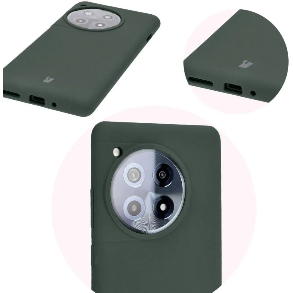 Silikonowe etui Bizon Soft Case do OnePlus 12R ciemnozielone