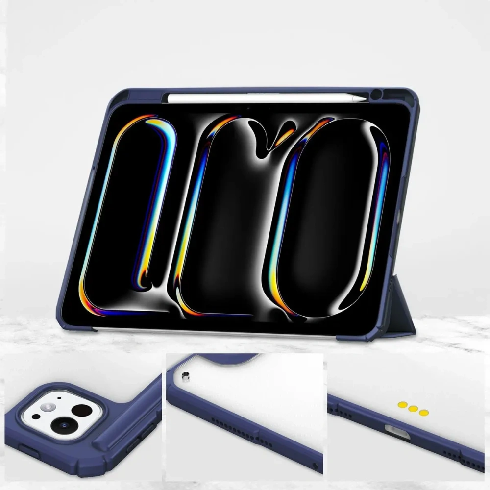 Etui Bizon Case Tab Clear Matt do iPad Pro 13" 7 gen. 2024 granatowe