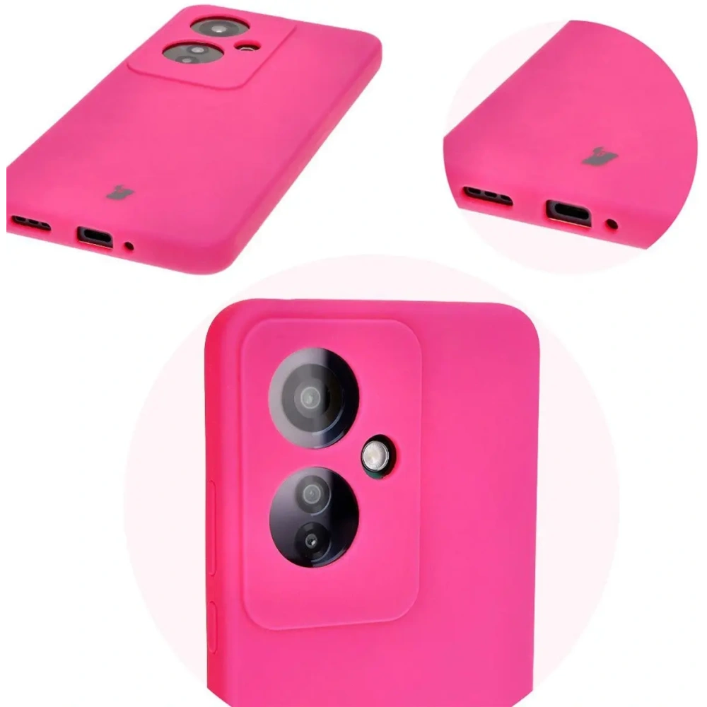 Silikonowe etui Bizon Soft Case do Oppo Reno11 F 5G neonowo-różowe