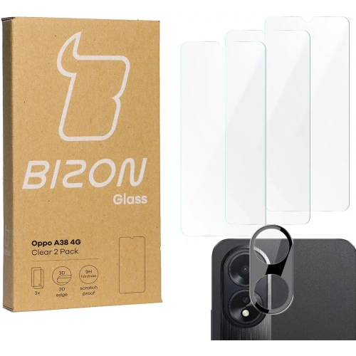 Kup 3x Szkło na ekran + szkło na aparat BIZON Clear do Oppo A38 4G - BIZ5364 - {ean13} - Sklep Home Screen