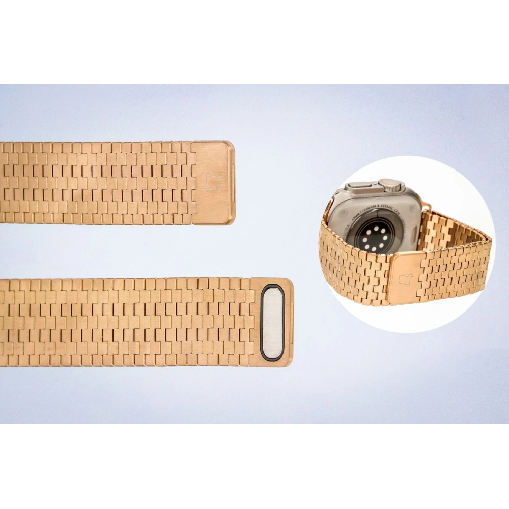 Pasek ze stali nierdzewnej Bizon Strap Watch Titanium do Apple Watch 38/40/41/42 mm różowozłoty