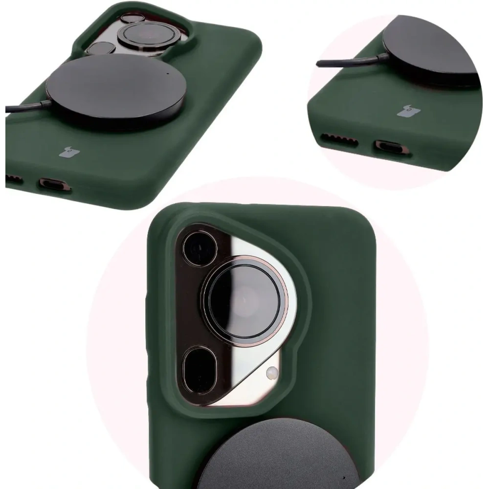 Silikonowe etui Bizon Soft Case do Huawei Pura 70 ciemnozielone