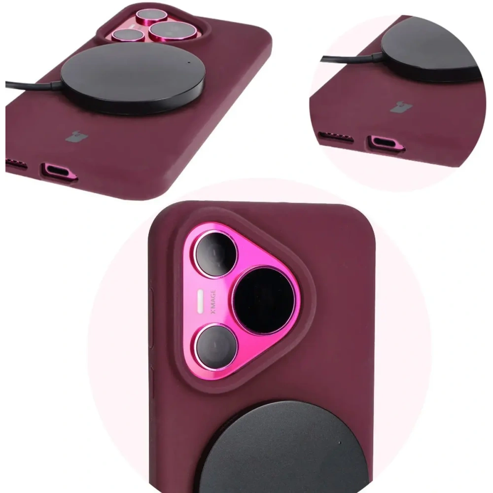 Silikonowe etui Bizon Soft Case do Huawei Pura 70 ciemnofioletowe