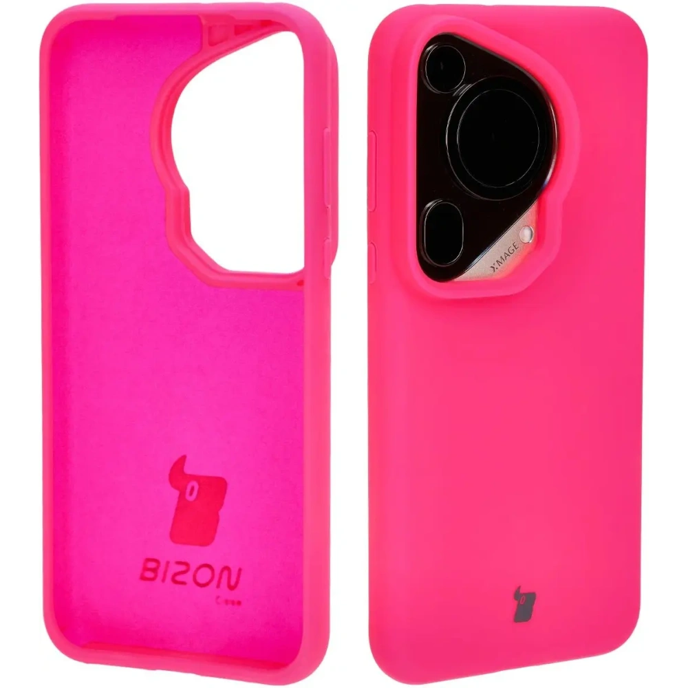 Silikonowe etui Bizon Soft Case do Huawei Pura 70 neonowo-różowe