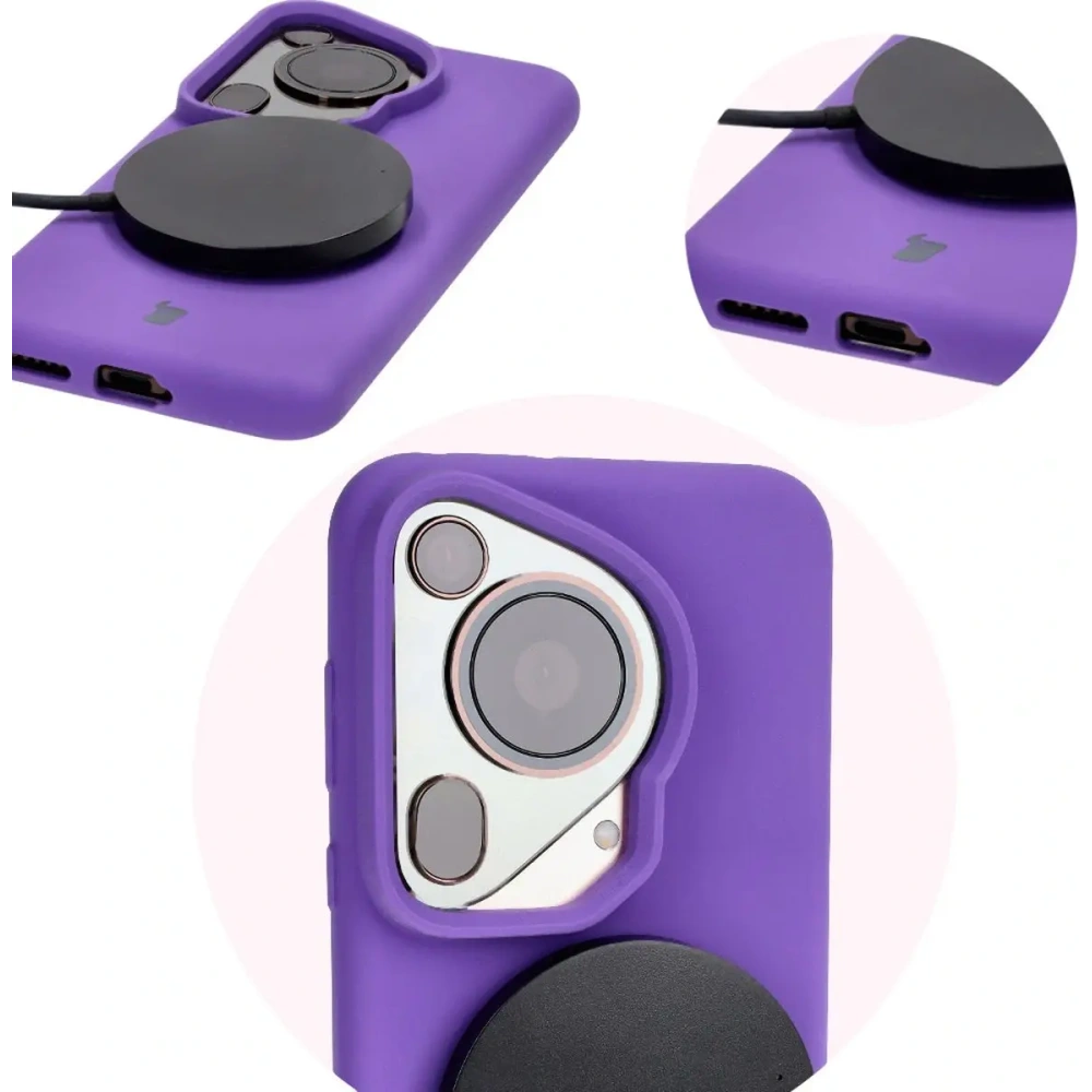 Silikonowe etui Bizon Soft Case do Huawei Pura 70 fioletowe