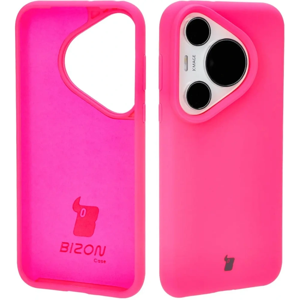 Silikonowe etui Bizon Soft Case do Huawei Pura 70 Pro / Pro+ neonowo-różowe