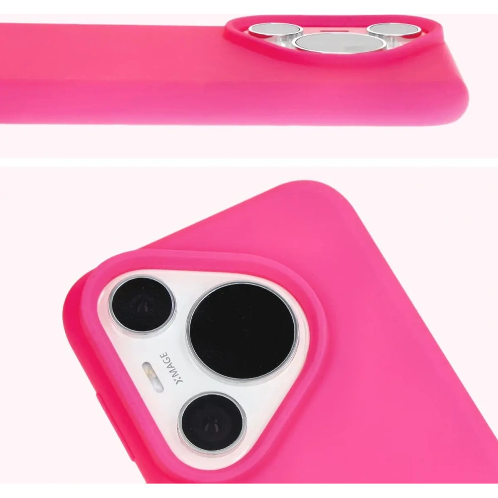 Silikonowe etui Bizon Soft Case do Huawei Pura 70 Pro / Pro+ neonowo-różowe