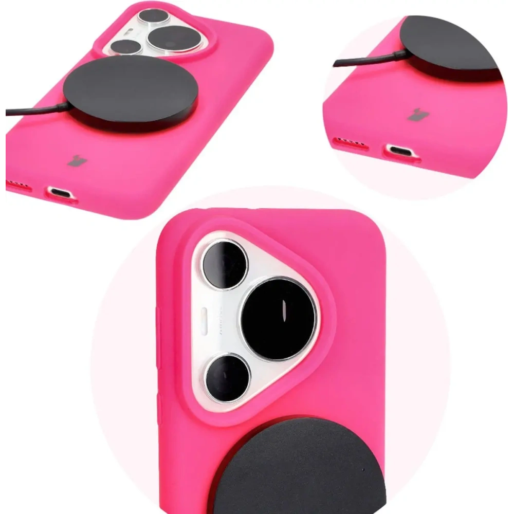 Silikonowe etui Bizon Soft Case do Huawei Pura 70 Pro / Pro+ neonowo-różowe