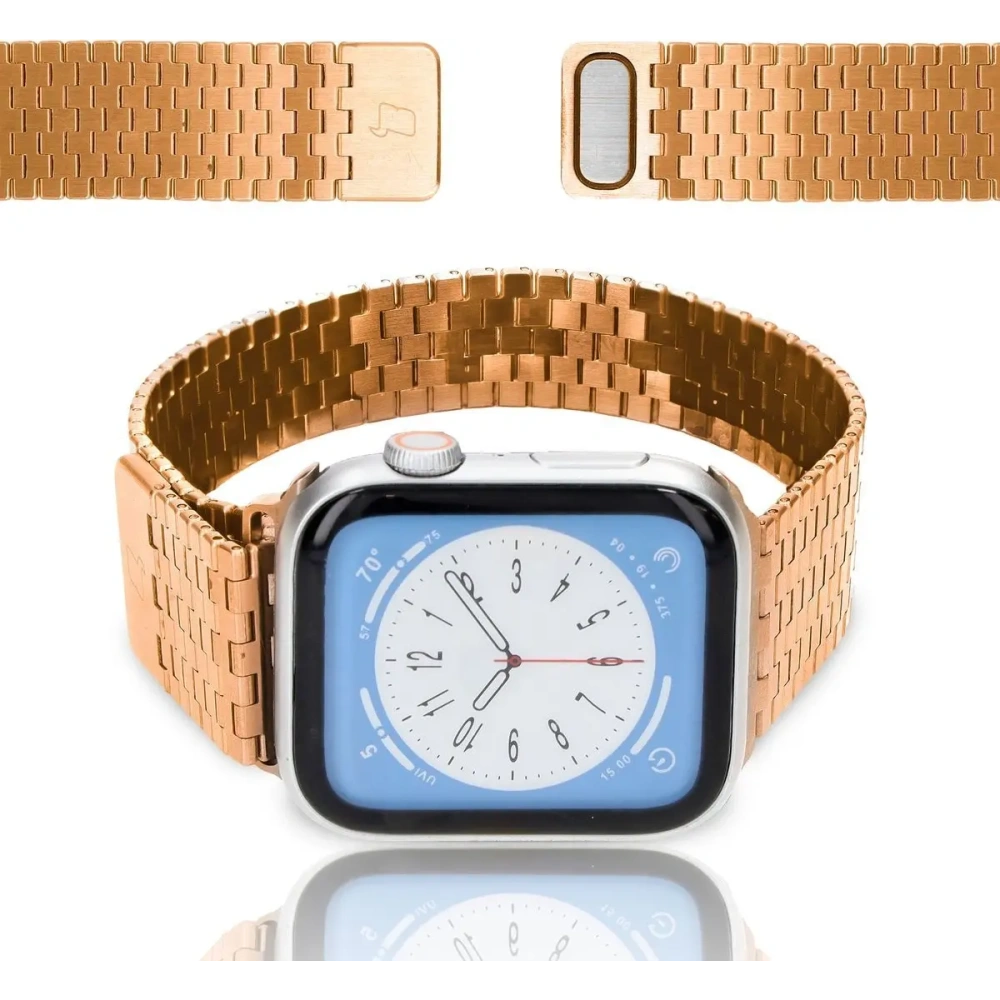 Pasek ze stali nierdzewnej Bizon Strap Watch Titanium do Apple Watch 44/45/46/49 mm różowozłoty