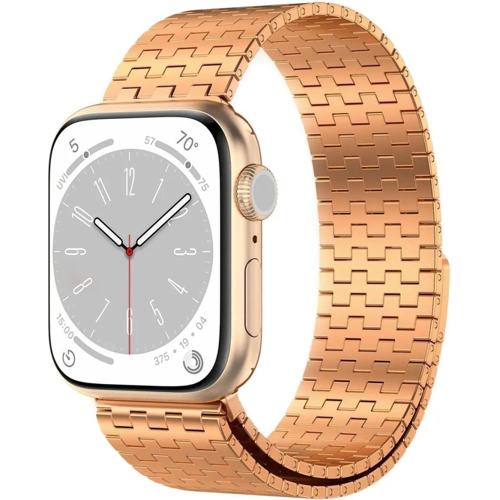 Pasek ze stali nierdzewnej Bizon Strap Watch Titanium do Apple Watch 44/45/46/49 mm różowozłoty