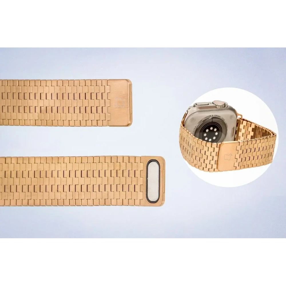 Pasek ze stali nierdzewnej Bizon Strap Watch Titanium do Apple Watch 44/45/46/49 mm różowozłoty