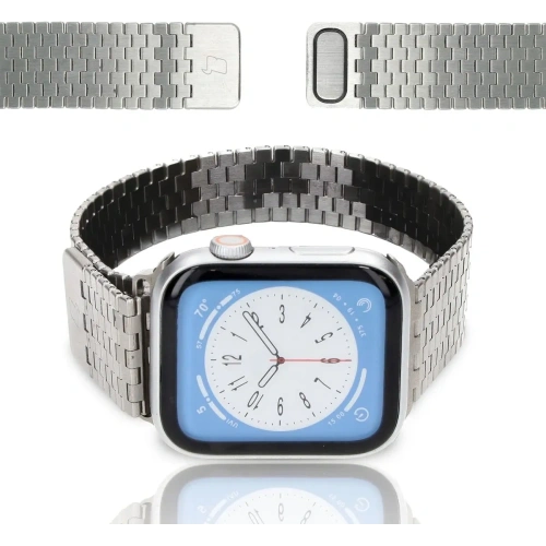 Kup Pasek ze stali nierdzewnej Bizon Strap Watch Titanium do Apple Watch 44/45/46/49 mm srebrny - BIZ5441 - {ean13} - Sklep Home Screen