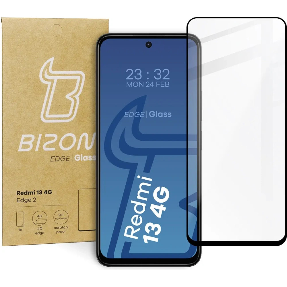 Szkło hartowane Bizon Glass Edge 2 do Xiaomi Redmi 13 4G czarne