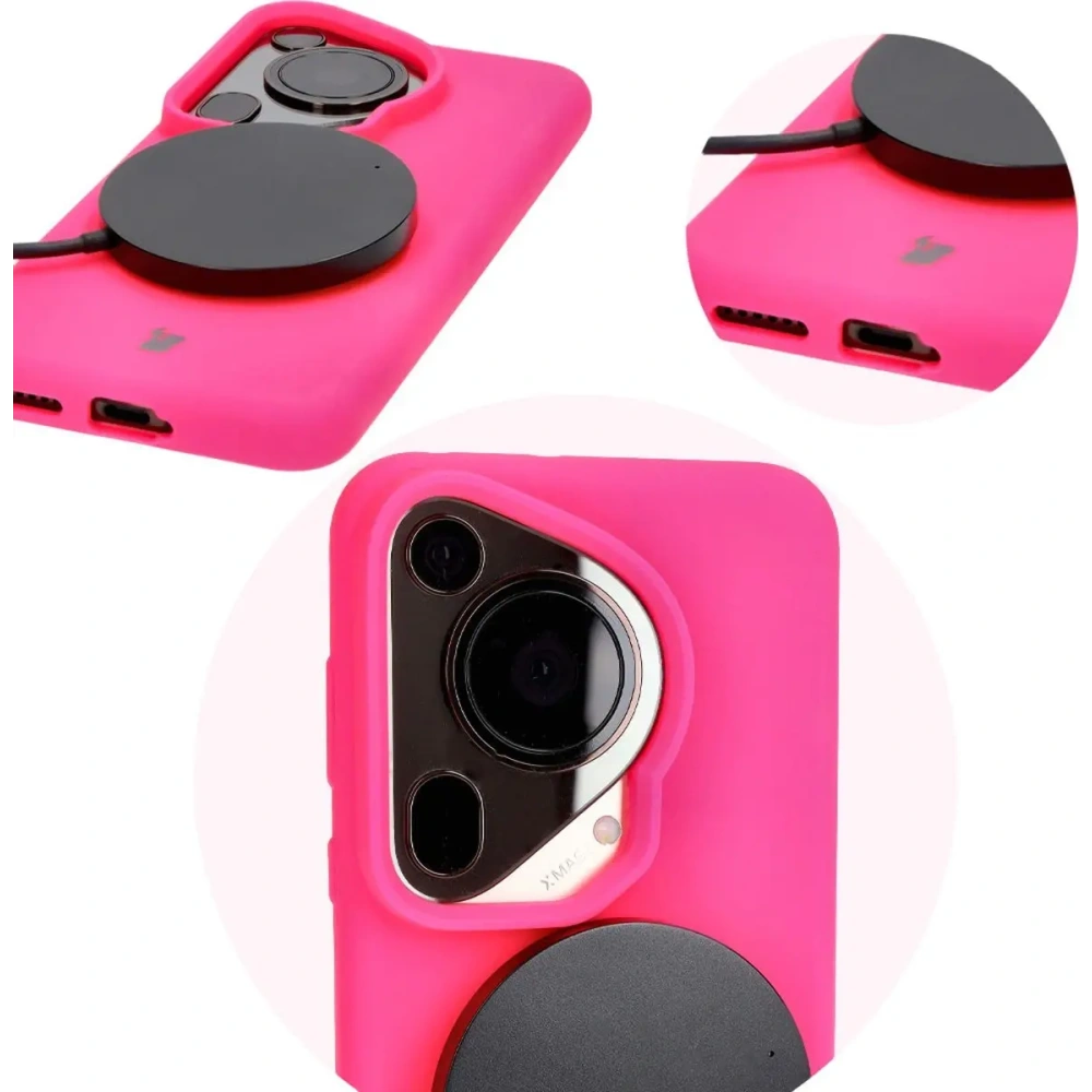 Silikonowe etui Bizon Soft Case do Huawei Pura 70 Ultra neonowo-różowe