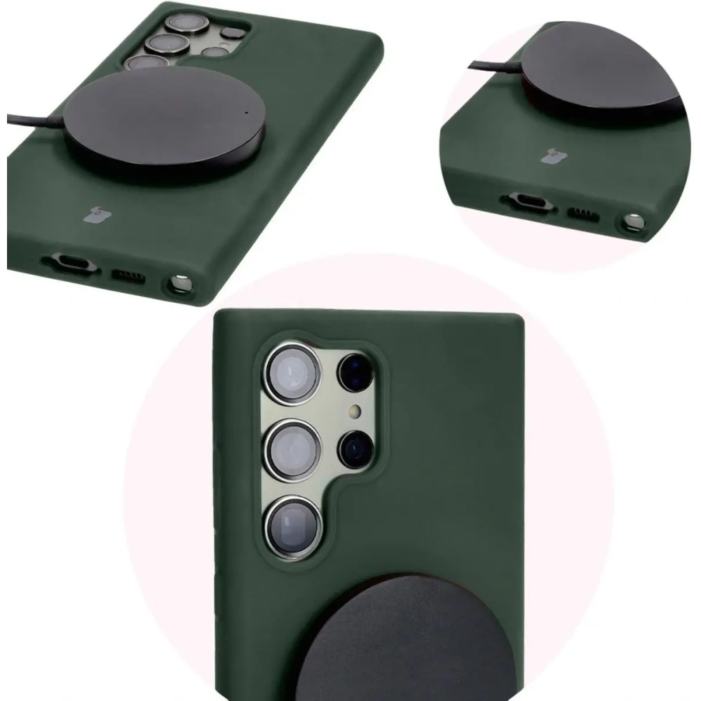 Silikonowe etui Bizon Soft Case do Samsung Galaxy S23 Ultra ciemnozielone