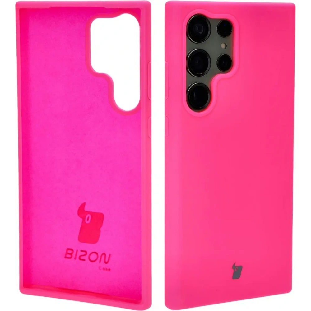 Silikonowe etui Bizon Soft Case do Samsung Galaxy S23 Ultra neonowo-różowe