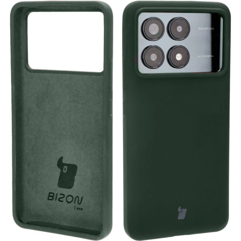 Silikonowe etui Bizon Soft Case do Xiaomi Poco F6 Pro ciemnozielone