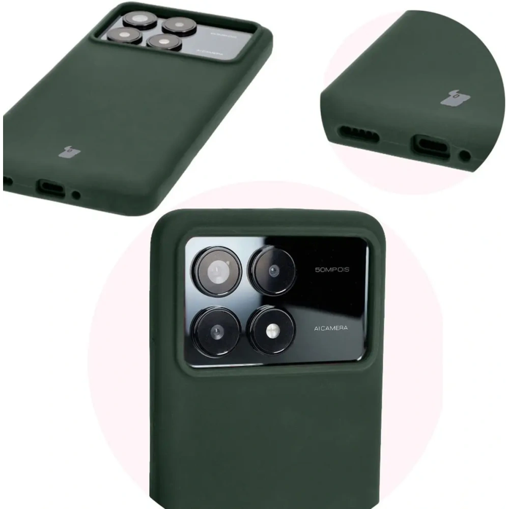 Silikonowe etui Bizon Soft Case do Xiaomi Poco F6 Pro ciemnozielone