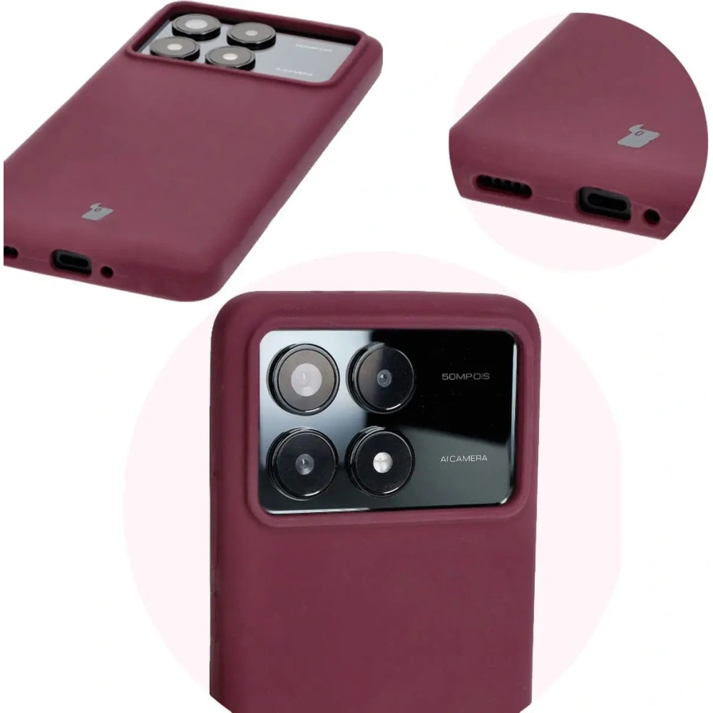 Silikonowe etui Bizon Soft Case do Xiaomi Poco F6 Pro ciemnofioletowe