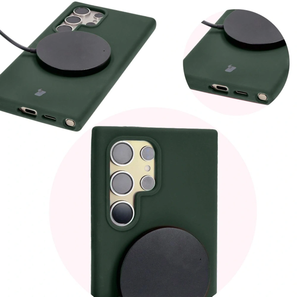 Silikonowe etui Bizon Soft Case do Samsung Galaxy S24 Ultra ciemnozielone