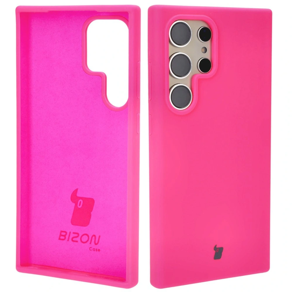 Silikonowe etui Bizon Soft Case do Samsung Galaxy S24 Ultra neonowo-różowe