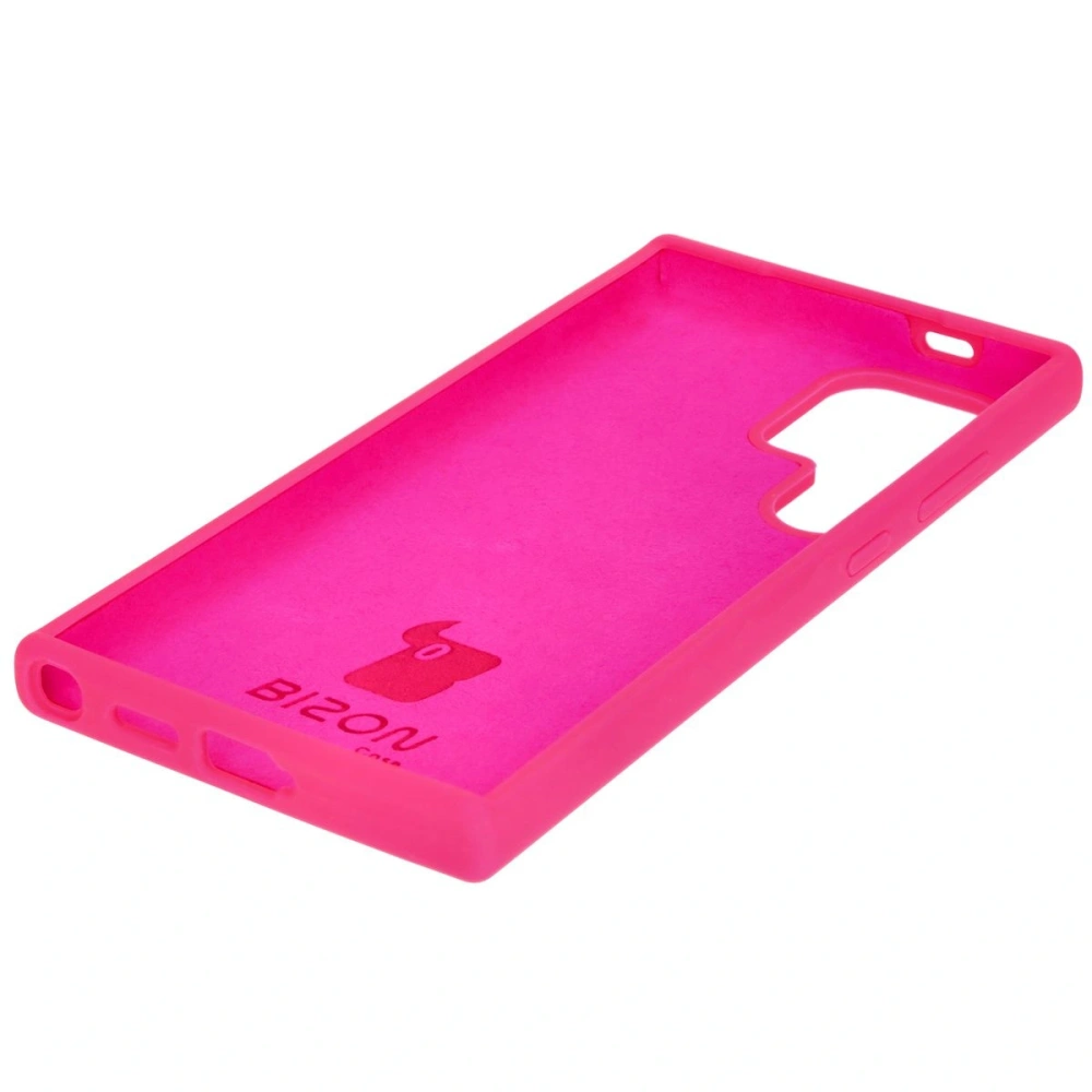 Silikonowe etui Bizon Soft Case do Samsung Galaxy S24 Ultra neonowo-różowe