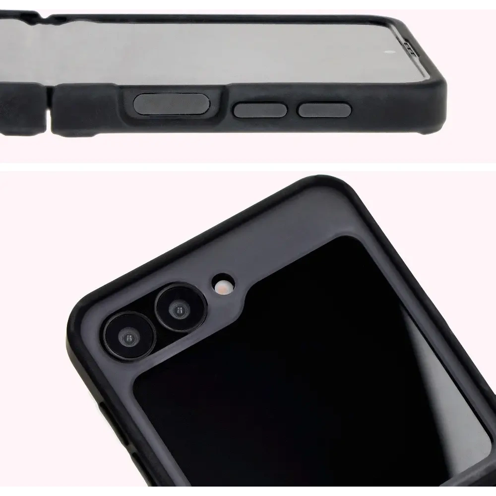 Etui z uchwytem na palec Bizon Case Hybrid Ring do Samsung Galaxy Z Flip6 / 7 FE przydymione z czarną ramką