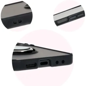 Etui s úchytem na prst Bizon Case Hybrid Ring pro Samsung Galaxy Z Flip6 kouřové s černým rámem