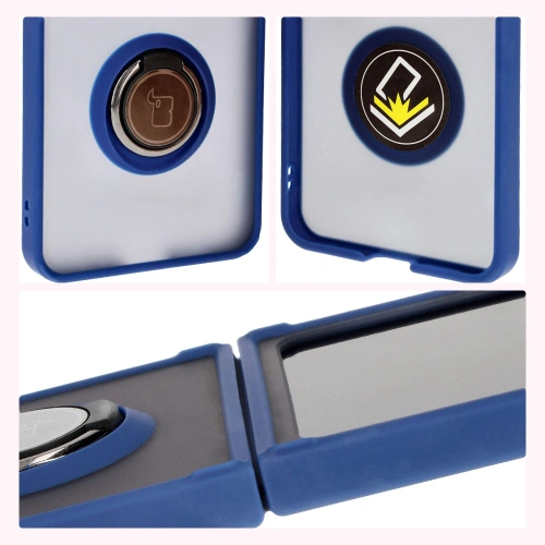 Kup Bizon Case Hybrid Ring Samsung Galaxy Z Flip6 fumuriu cu un cadru albastru marin - BIZ5880 - {ean13} - Sklep Home Screen