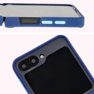 Kup Etui z uchwytem na palec Bizon Case Hybrid Ring do Samsung Galaxy Z Flip6 przydymione z granatową ramką - BIZ5880 - {ean13} - Sklep Home Screen