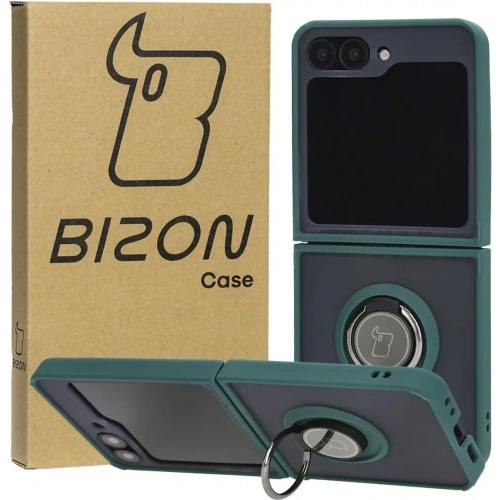 Kup Bizon Case Hybrid Ring Samsung Galaxy Z Flip6 fumuriu cu un cadru verde închis - BIZ5881 - {ean13} - Sklep Home Screen
