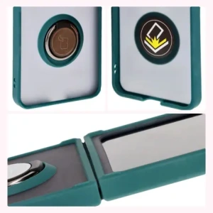 Kup Etui z uchwytem na palec Bizon Case Hybrid Ring do Samsung Galaxy Z Flip6 przydymione z ciemnozieloną ramką - BIZ5881 - {ean13} - Sklep Home Screen