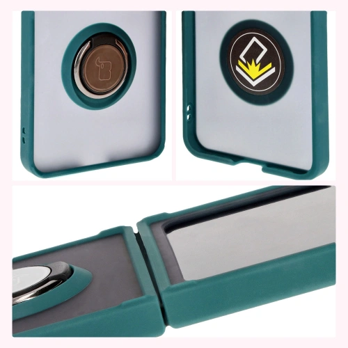 Kup Bizon Case Hybrid Ring Samsung Galaxy Z Flip6 fumuriu cu un cadru verde închis - BIZ5881 - {ean13} - Sklep Home Screen