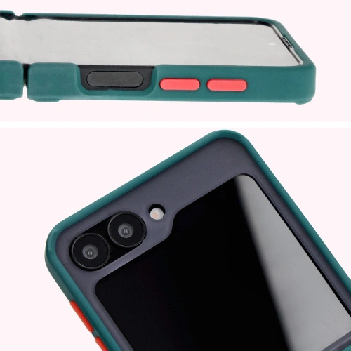 Kup Bizon Case Hybrid Ring Samsung Galaxy Z Flip6 fumuriu cu un cadru verde închis - BIZ5881 - {ean13} - Sklep Home Screen