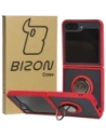 Bizon Case Hybrid Ring Samsung Galaxy Z Flip6 fumuriu cu un cadru roșu