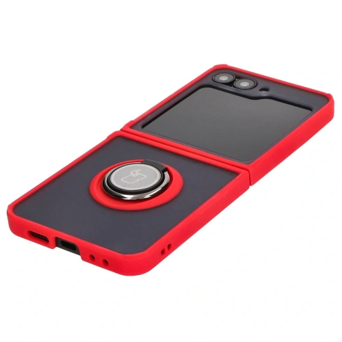 Buy Bizon Case Hybrid Ring Samsung Galaxy Z Flip6 smoky with a red frame - BIZ5557 - {ean13} - Home Screen Store Europe