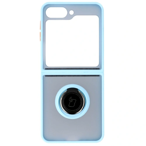 Kup Etui z uchwytem na palec Bizon Case Hybrid Ring do Samsung Galaxy Z Flip6 przydymione z jasnoniebieską ramką - BIZ5883 - {ean13} - Sklep Home Screen