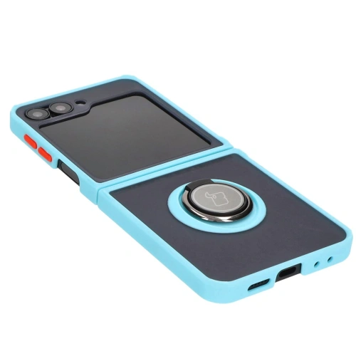 Kup Bizon Case Hybrid Ring Samsung Galaxy Z Flip6 smoky cu un cadru bleu deschis - BIZ5883 - {ean13} - Sklep Home Screen