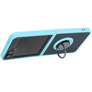 Kup Etui z uchwytem na palec Bizon Case Hybrid Ring do Samsung Galaxy Z Flip6 przydymione z jasnoniebieską ramką - BIZ5883 - {ean13} - Sklep Home Screen
