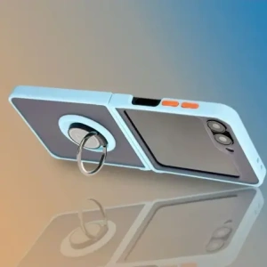 Kup Etui z uchwytem na palec Bizon Case Hybrid Ring do Samsung Galaxy Z Flip6 przydymione z jasnoniebieską ramką - BIZ5883 - {ean13} - Sklep Home Screen