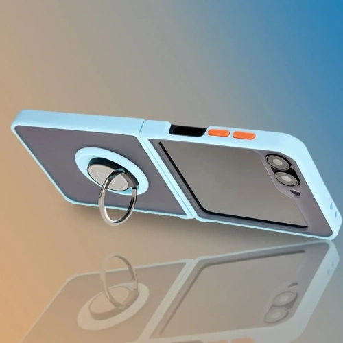 Kup Bizon Case Hybrid Ring Samsung Galaxy Z Flip6 smoky cu un cadru bleu deschis - BIZ5883 - {ean13} - Sklep Home Screen
