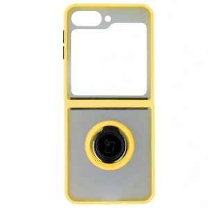Kup Etui z uchwytem na palec Bizon Case Hybrid Ring do Samsung Galaxy Z Flip6 przydymione z żółtą ramką - BIZ5884 - {ean13} - Sklep Home Screen