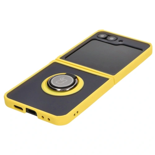 Kup Bizon Case Hybrid Ring Samsung Galaxy Z Flip6 fumuriu cu un cadru galben - BIZ5884 - {ean13} - Sklep Home Screen