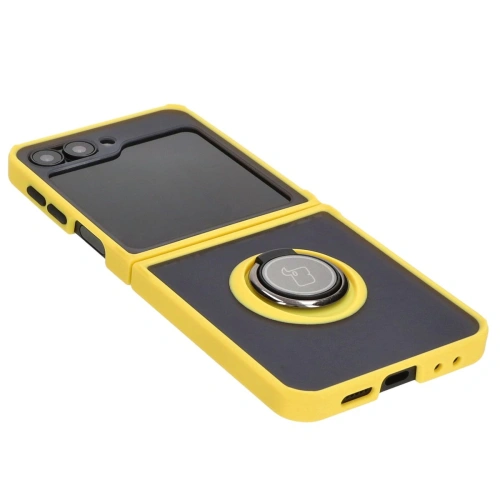 Kup Bizon Case Hybrid Ring Samsung Galaxy Z Flip6 fumuriu cu un cadru galben - BIZ5884 - {ean13} - Sklep Home Screen