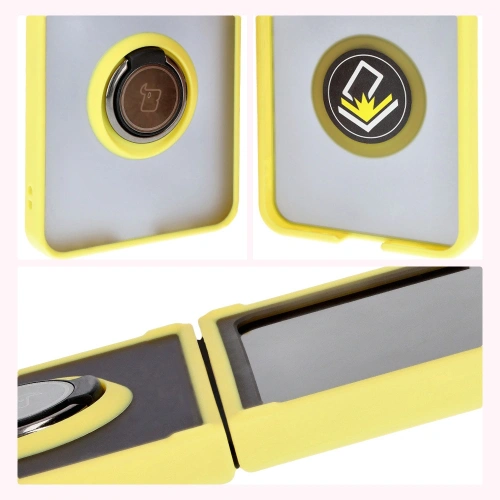 Kup Bizon Case Hybrid Ring Samsung Galaxy Z Flip6 fumuriu cu un cadru galben - BIZ5884 - {ean13} - Sklep Home Screen