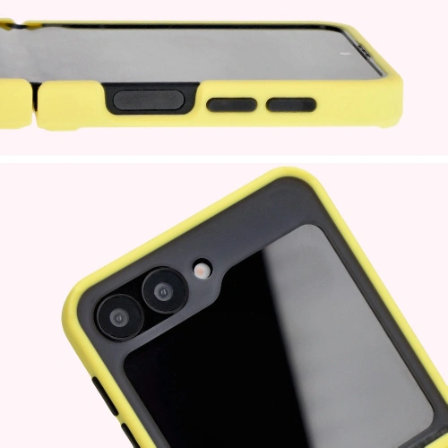 Kup Bizon Case Hybrid Ring Samsung Galaxy Z Flip6 fumuriu cu un cadru galben - BIZ5884 - {ean13} - Sklep Home Screen