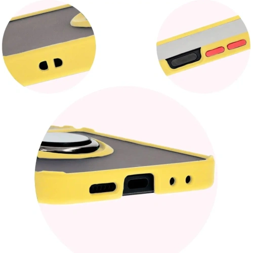 Kup Etui z uchwytem na palec Bizon Case Hybrid Ring do Samsung Galaxy Z Flip6 przydymione z żółtą ramką - BIZ5884 - {ean13} - Sklep Home Screen