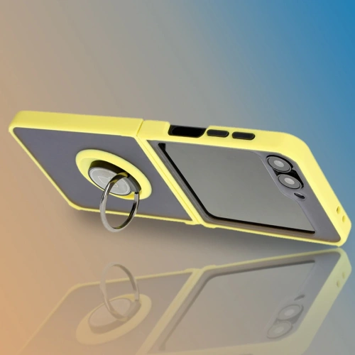 Kup Bizon Case Hybrid Ring Samsung Galaxy Z Flip6 fumuriu cu un cadru galben - BIZ5884 - {ean13} - Sklep Home Screen