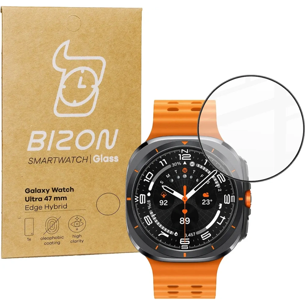 Szkło hybrydowe Bizon Glass Watch Edge Hybrid do Samsung Galaxy Watch Ultra 47 mm czarne